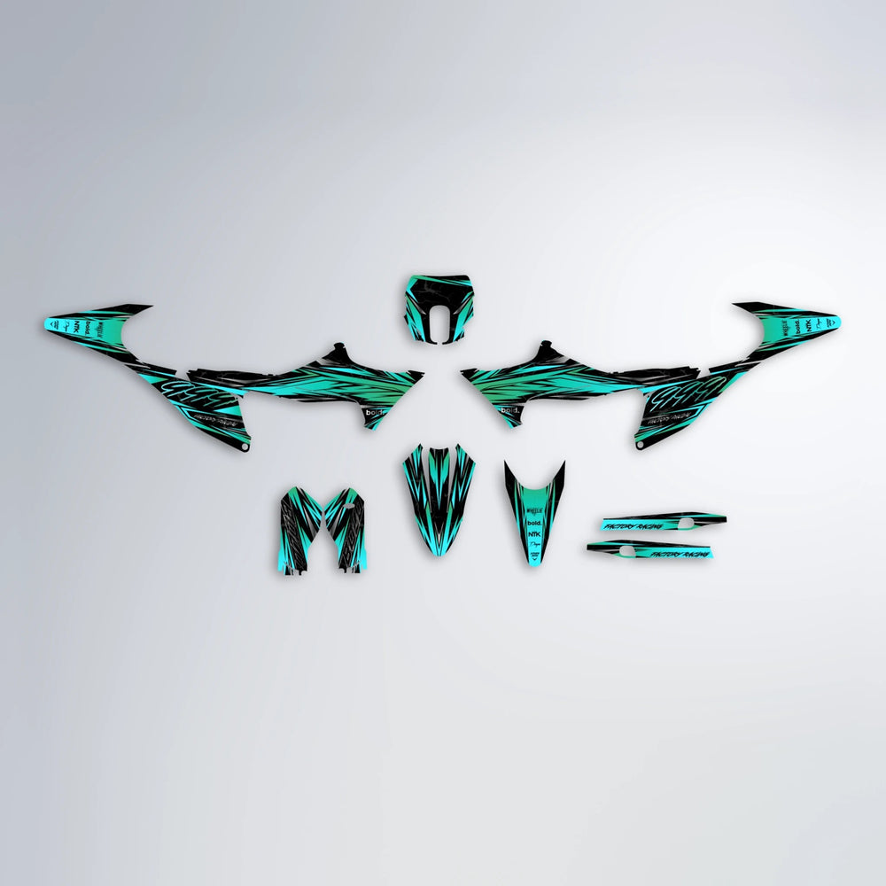REDRUM Stark Varg SM graphics kit parts layout in Teal