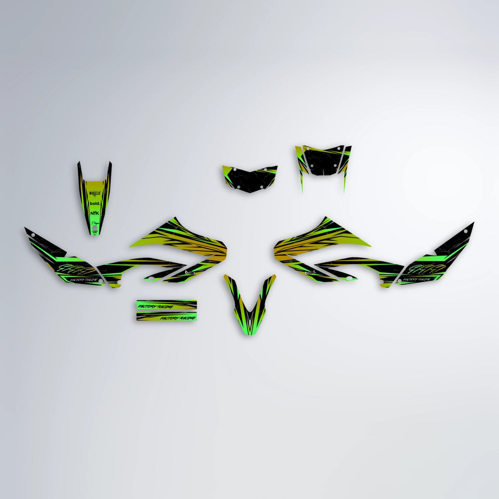 REDRUM Yamaha WR 125X graphics kit parts layout in Green