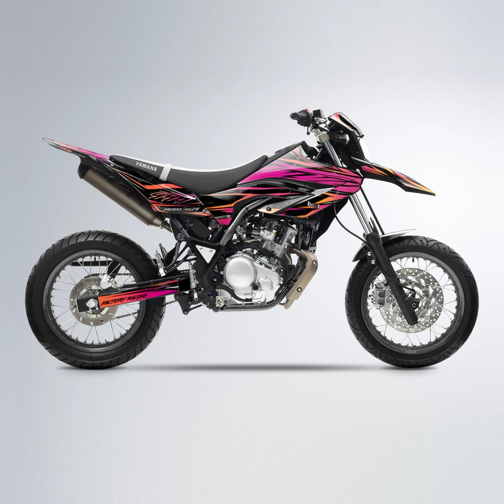 REDRUM Yamaha WR 125X supermoto graphics kit in Red & Orange