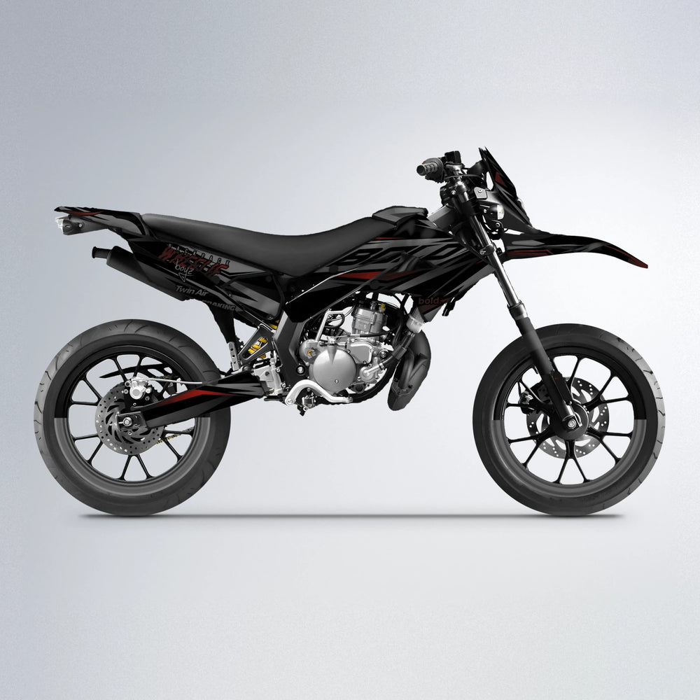 RETAIN Derbi Senda supermoto graphics kit in Black & Red