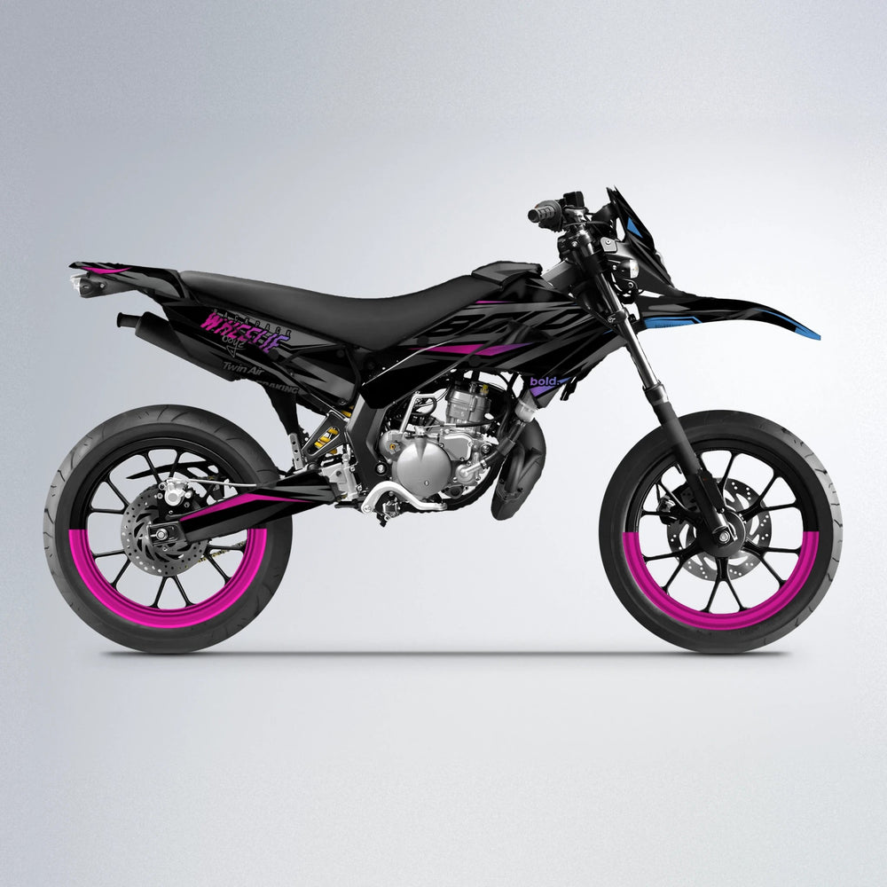 RETAIN Derbi Senda supermoto graphics kit in Pink & Light Blue