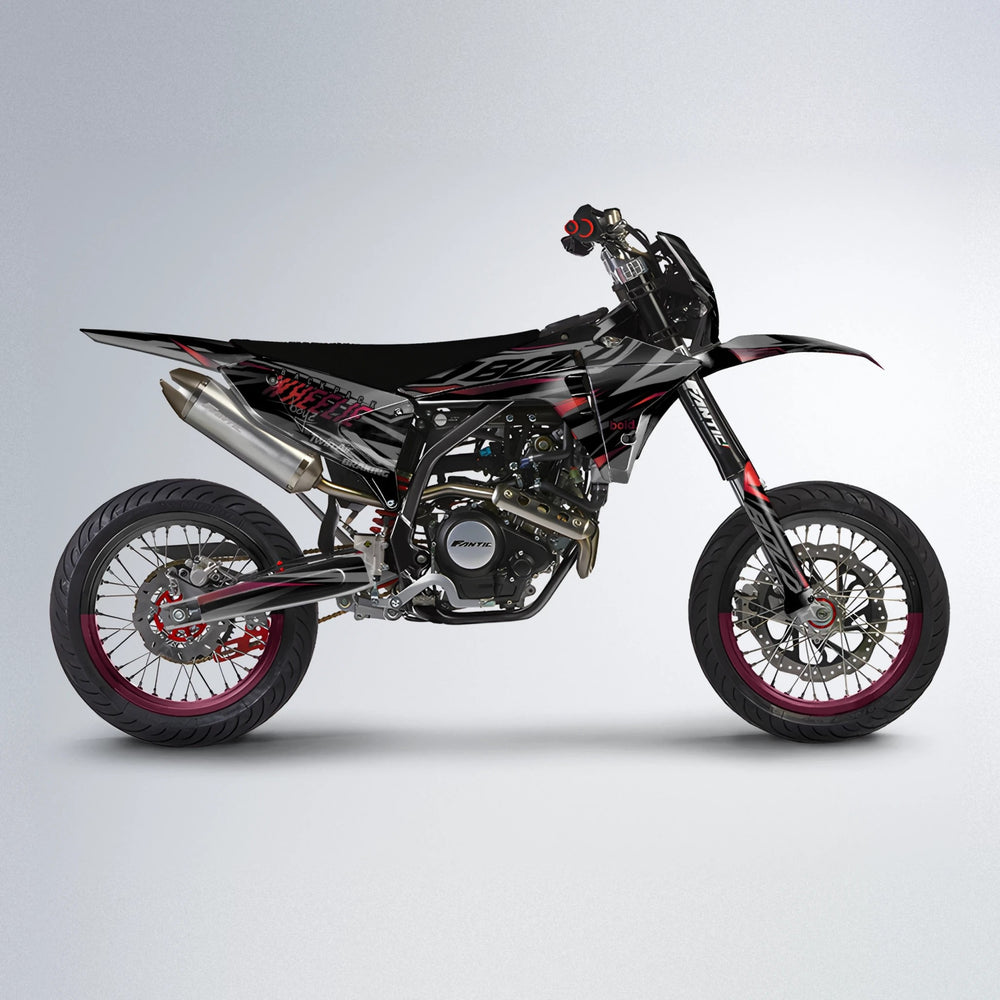 RETAIN Fantic supermoto graphics kit in Black & Red