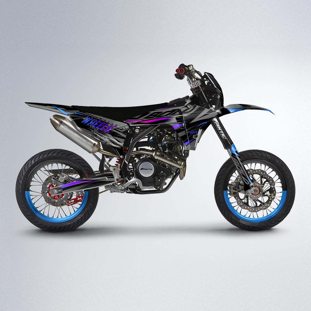 RETAIN Fantic supermoto graphics kit in Blue Purple Fade