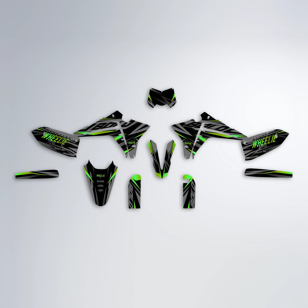 RETAIN Fantic graphics kit parts layout in Green