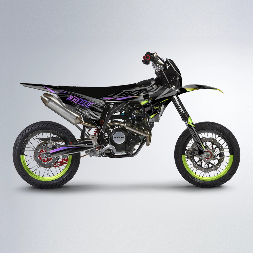 RETAIN Fantic supermoto graphics kit in Purple & Yellow