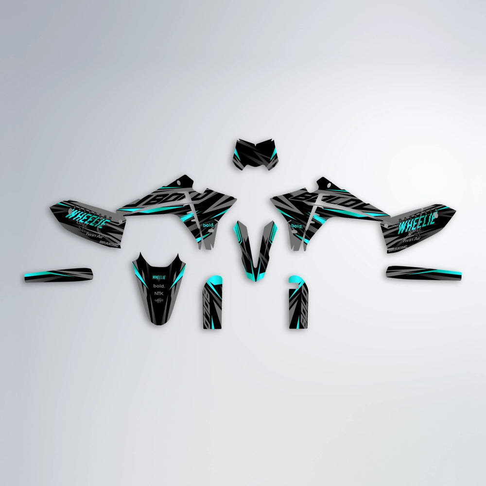 RETAIN Fantic graphics kit parts layout in Teal