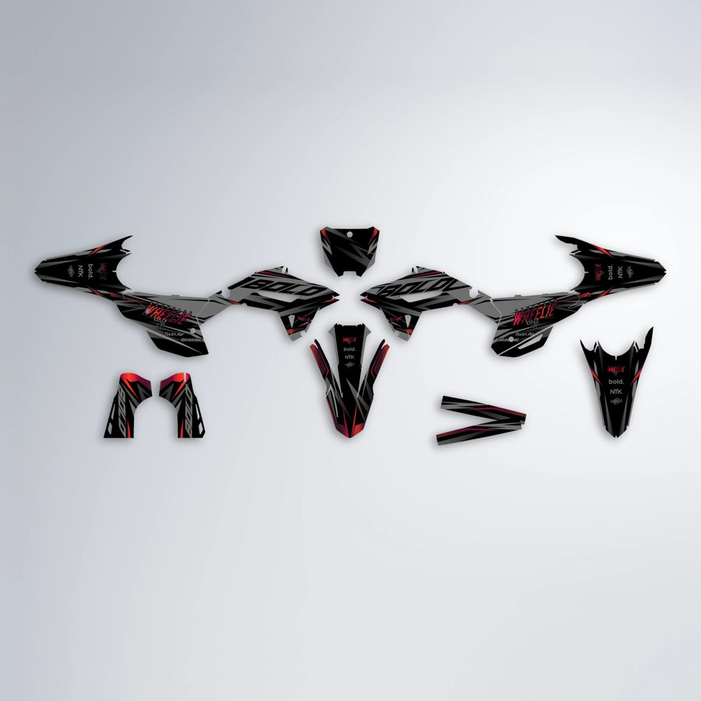 RETAIN Honda graphics kit parts layout in Black & Red