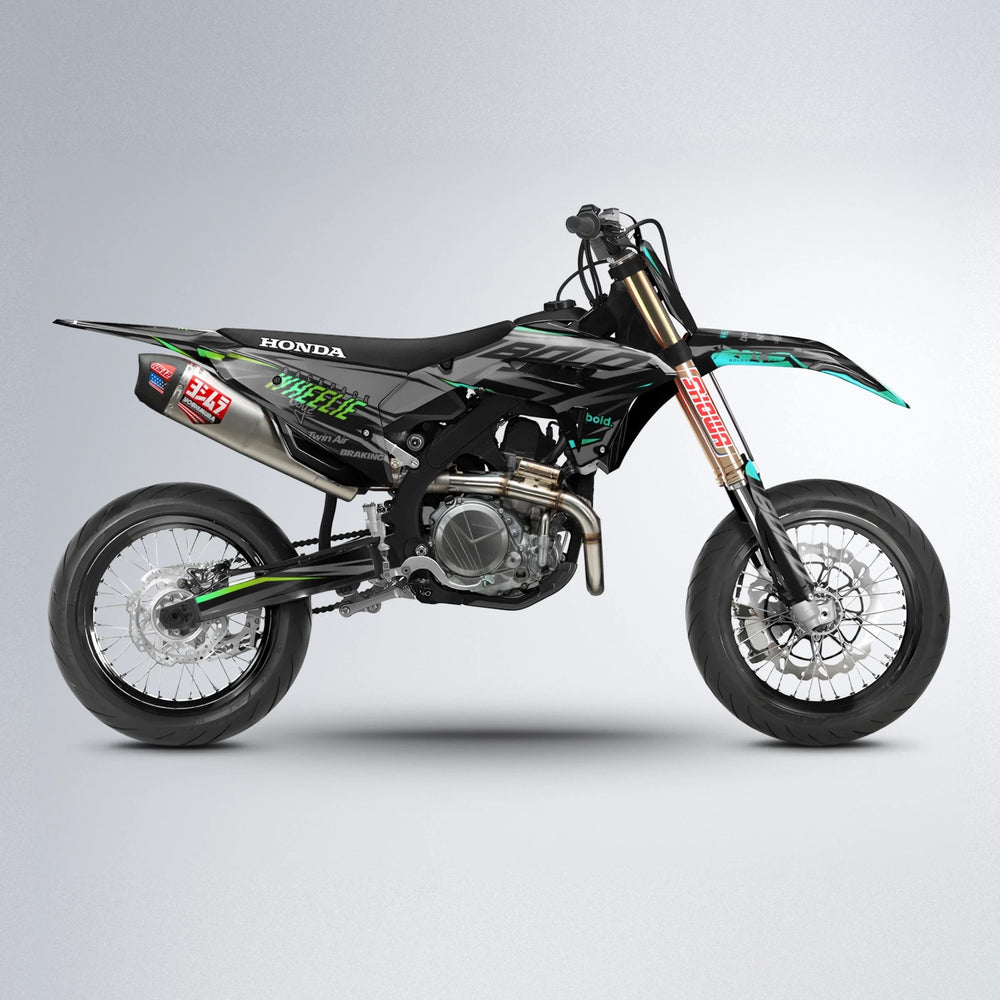 RETAIN Honda supermoto graphics kit in Cyan & Green