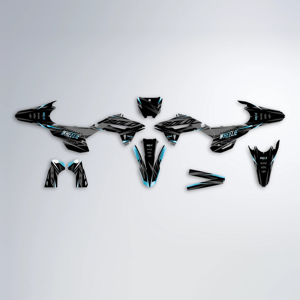 RETAIN Honda graphics kit parts layout in Light Blue & White