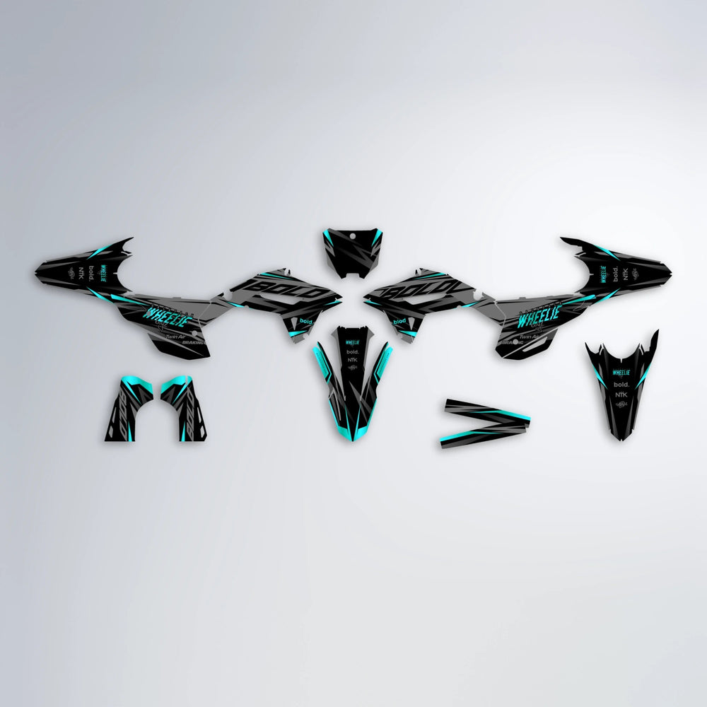 RETAIN Honda graphics kit parts layout in Teal