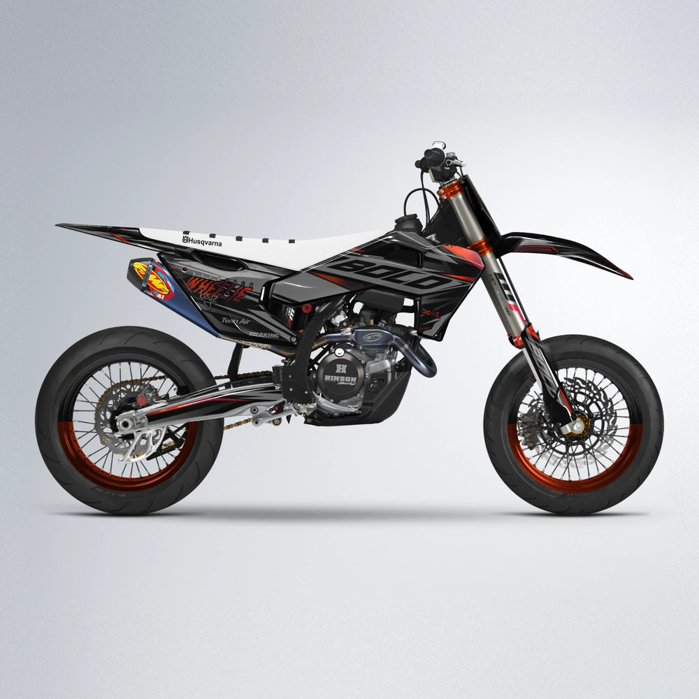 RETAIN Husqvarna FE/TE supermoto graphics kit in Black & Red