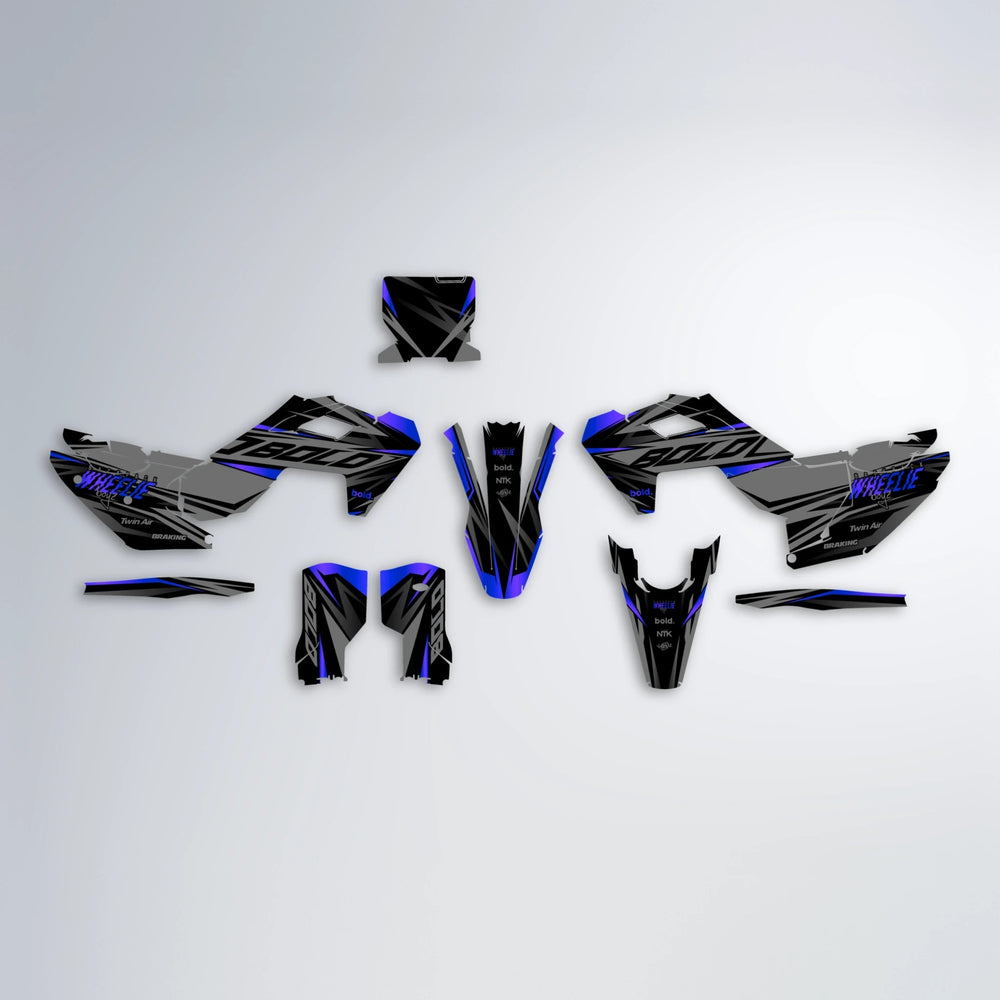 RETAIN Husqvarna FE/TE graphics kit parts layout in Blue