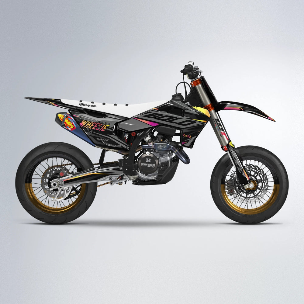 RETAIN Husqvarna FE/TE supermoto graphics kit in Pink & Yellow
