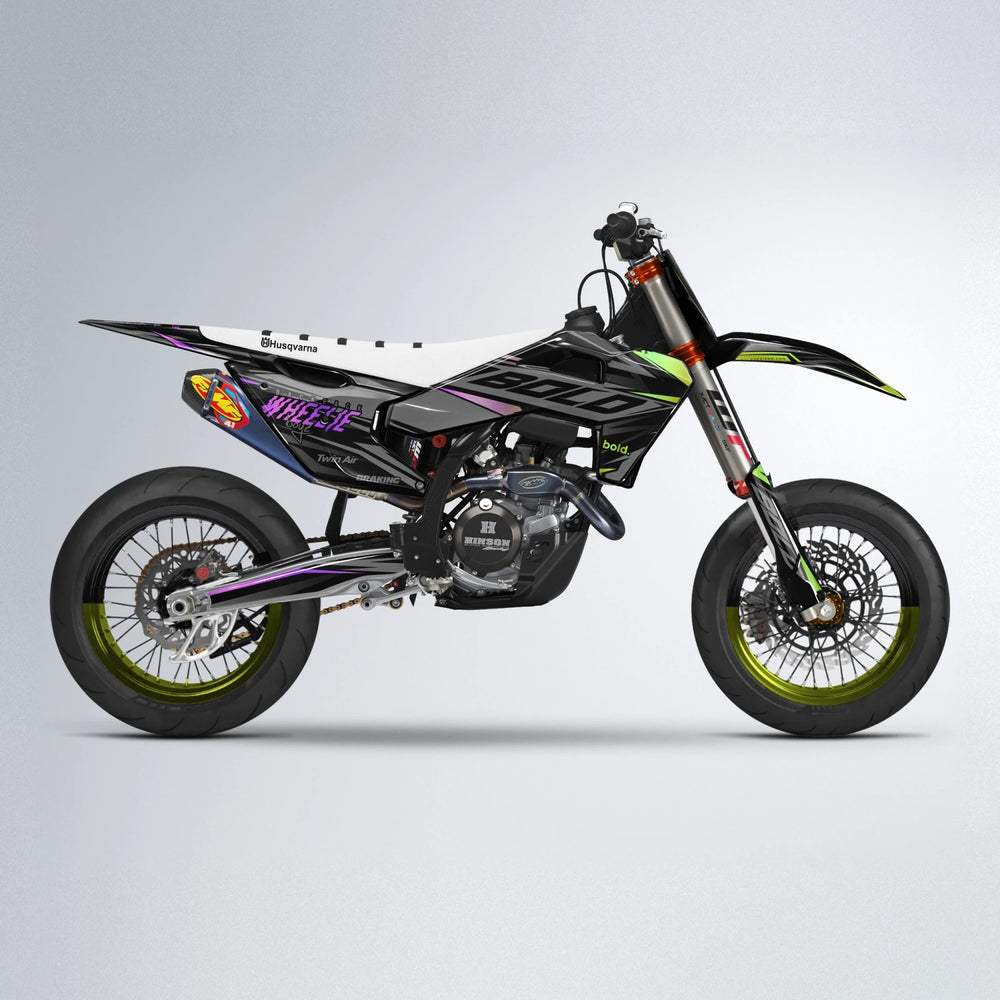 RETAIN Husqvarna FE/TE supermoto graphics kit in Purple & Yellow