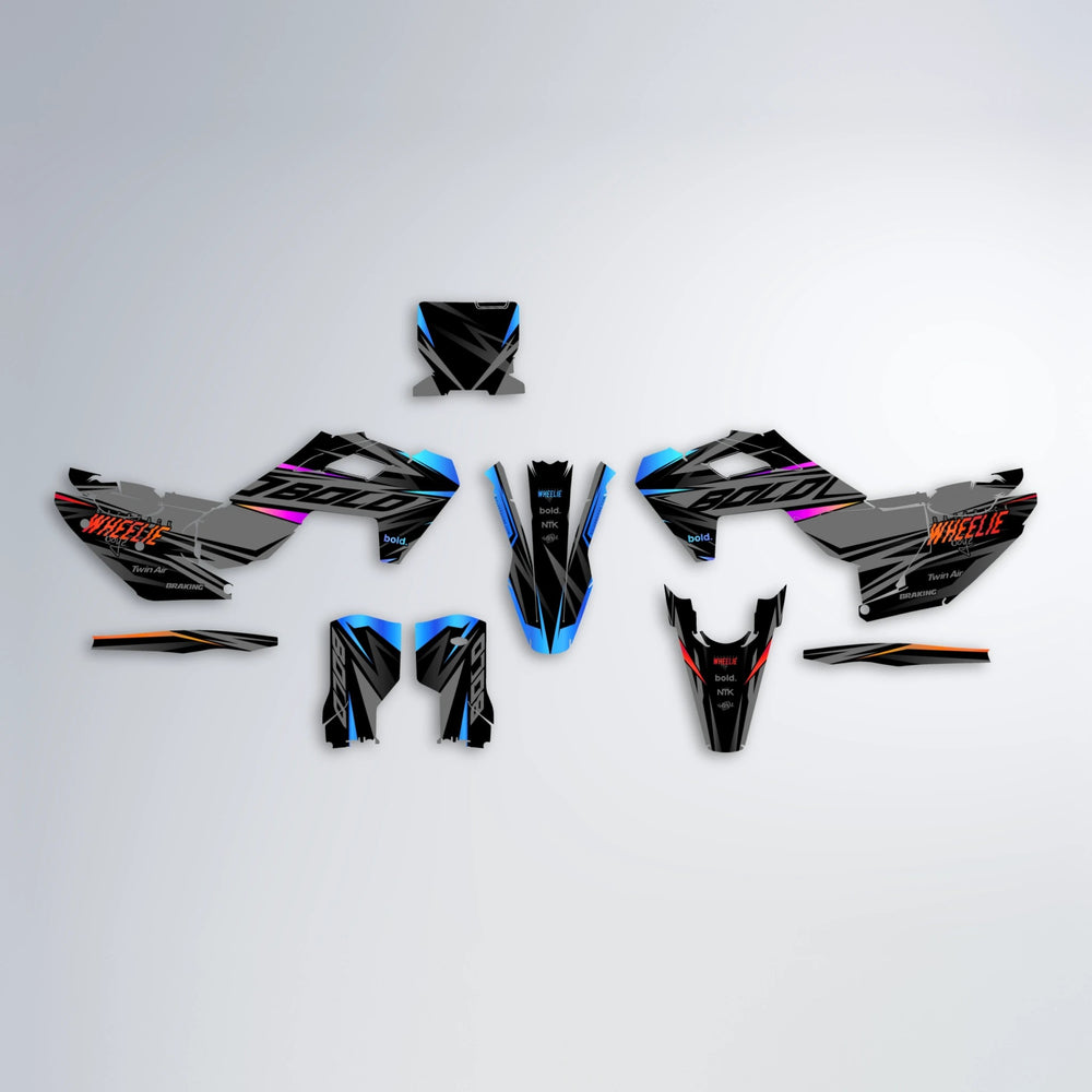 RETAIN Husqvarna FE/TE graphics kit parts layout in Sunset Fade