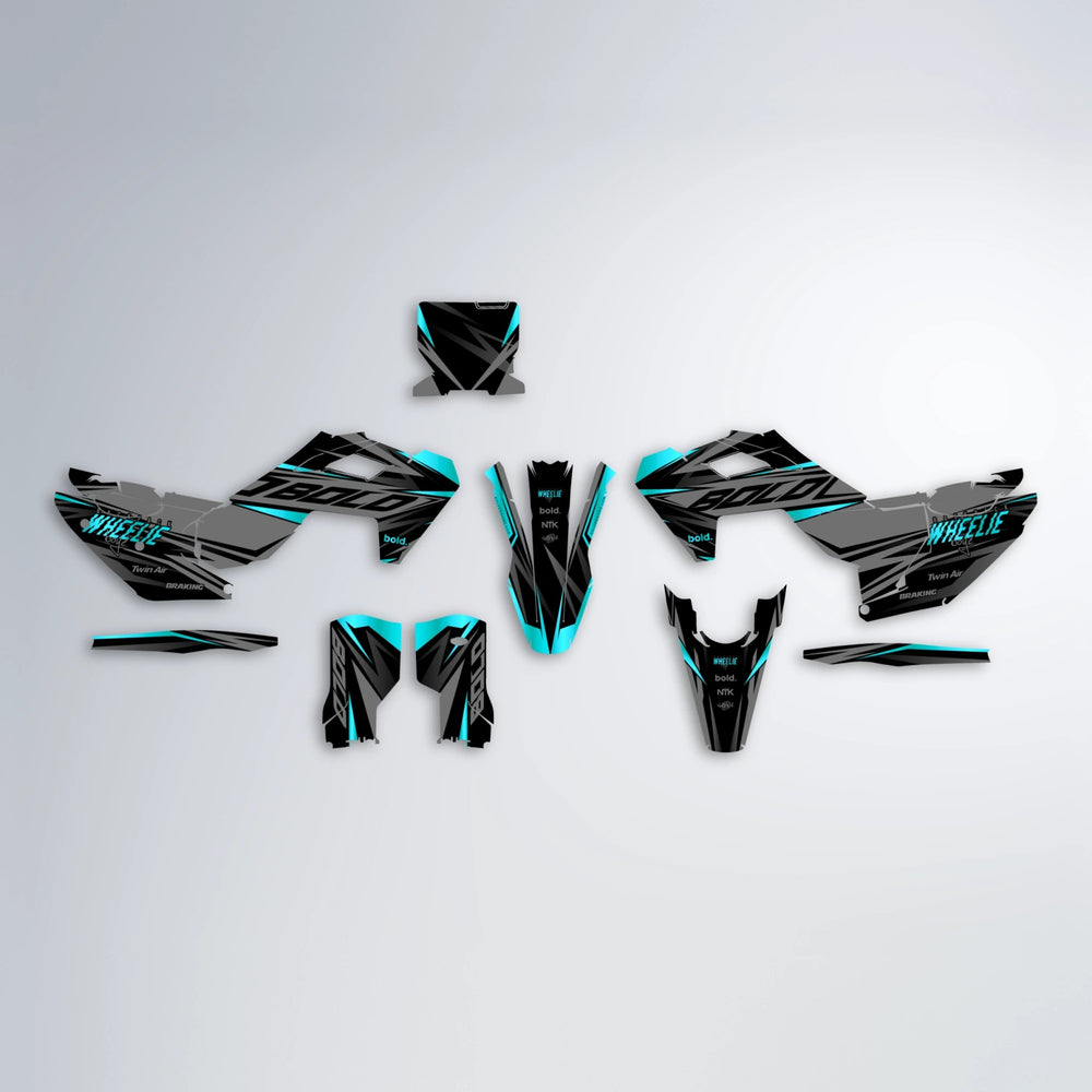 RETAIN Husqvarna FE/TE graphics kit parts layout in Teal