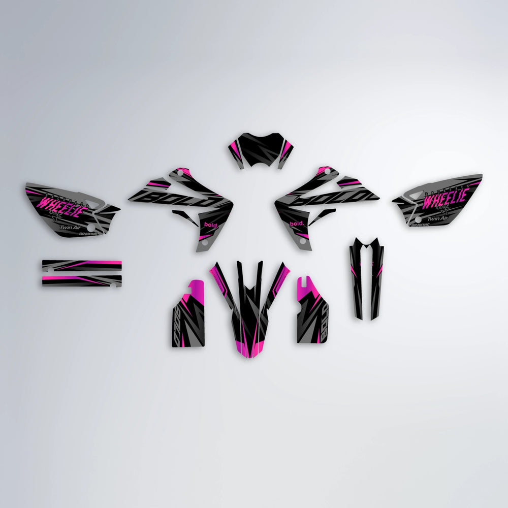 RETAIN Rieju MRT graphics kit parts layout in Pink