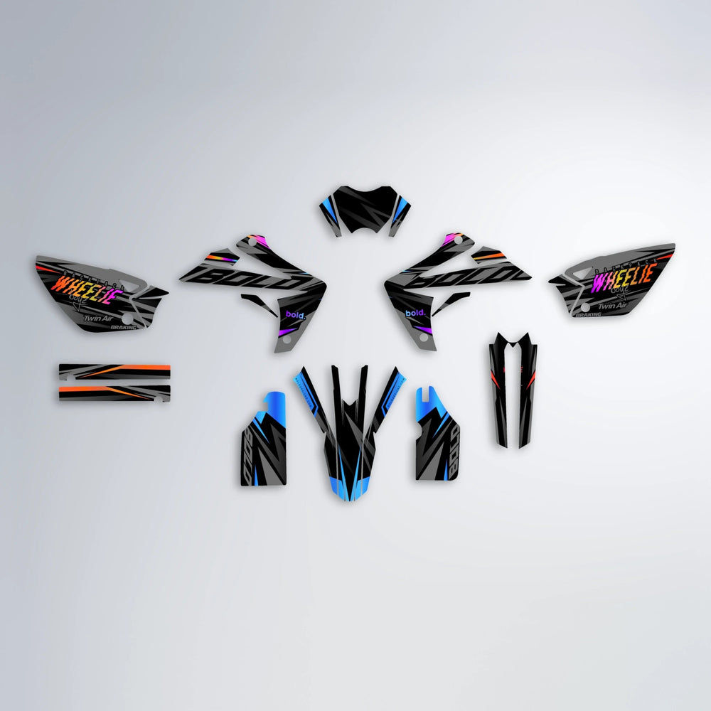 RETAIN Rieju MRT graphics kit parts layout in Sunset Fade