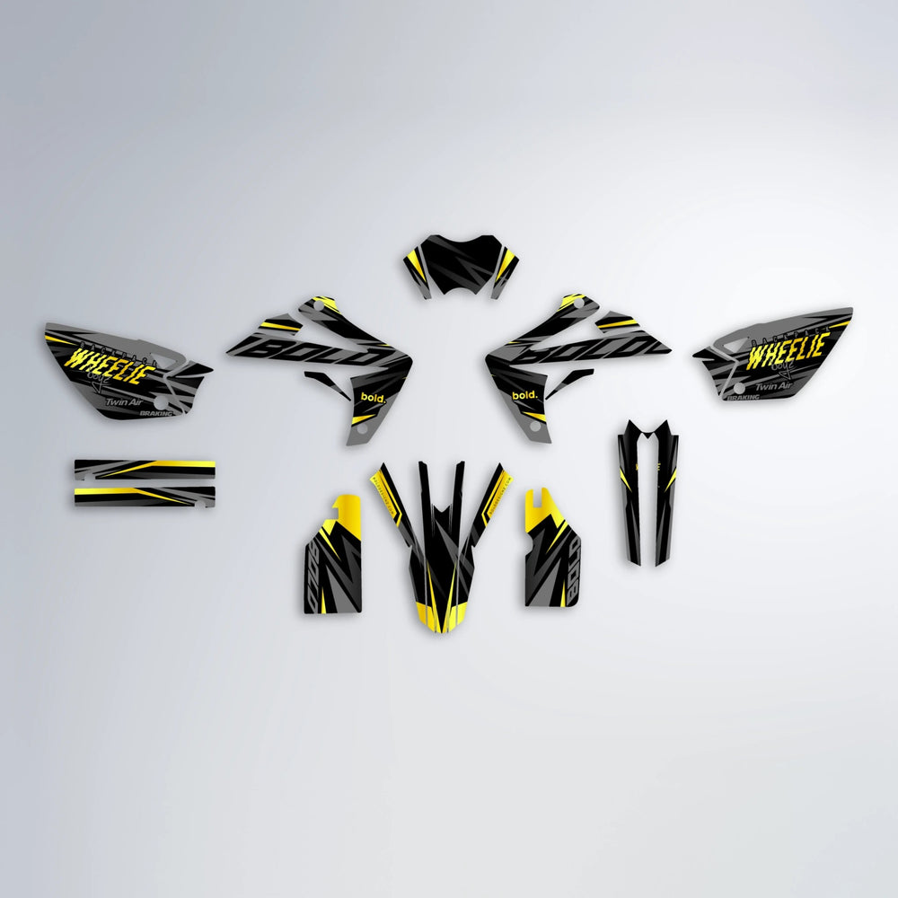 RETAIN Rieju MRT graphics kit parts layout in Yellow