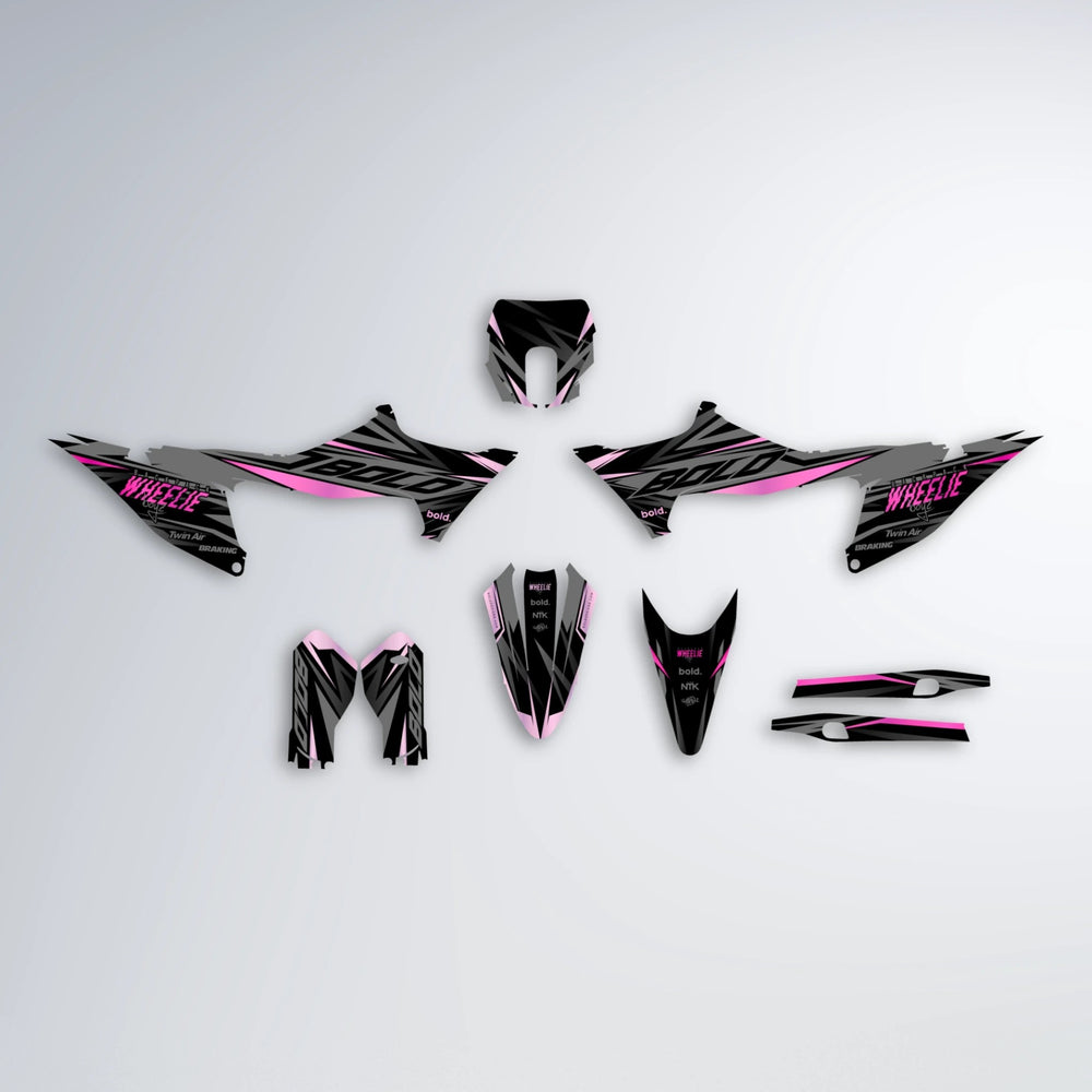 RETAIN Stark Varg SM graphics kit parts layout in Flamingo