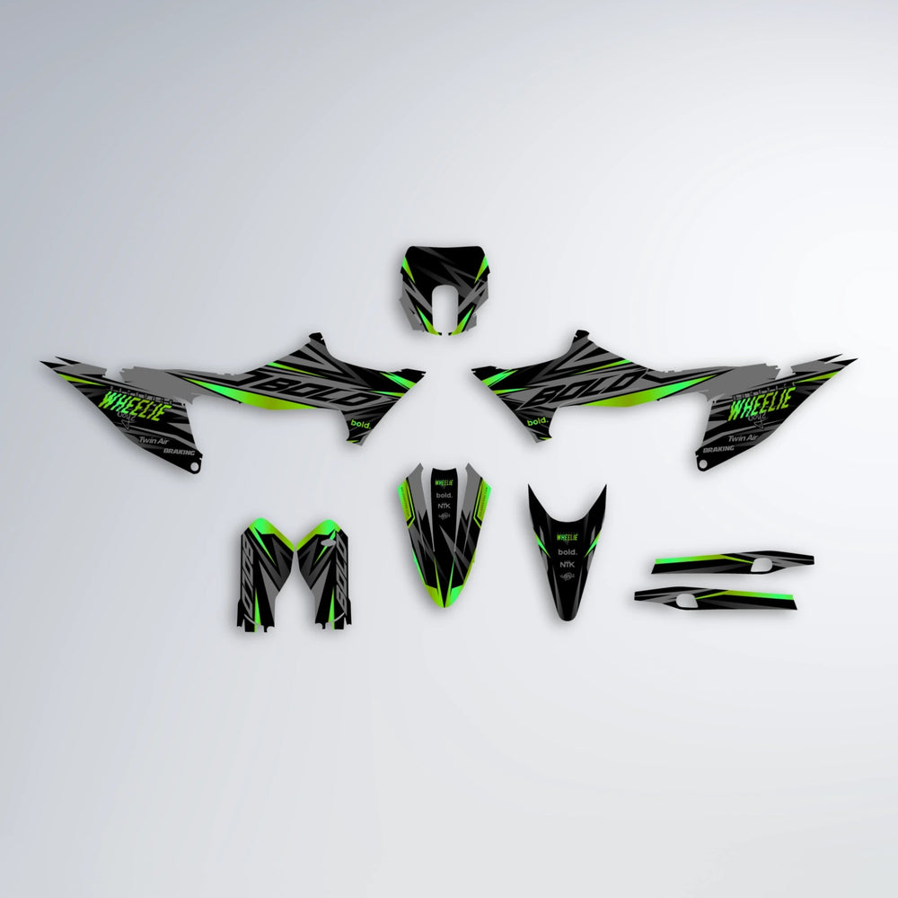 RETAIN Stark Varg SM graphics kit parts layout in Green