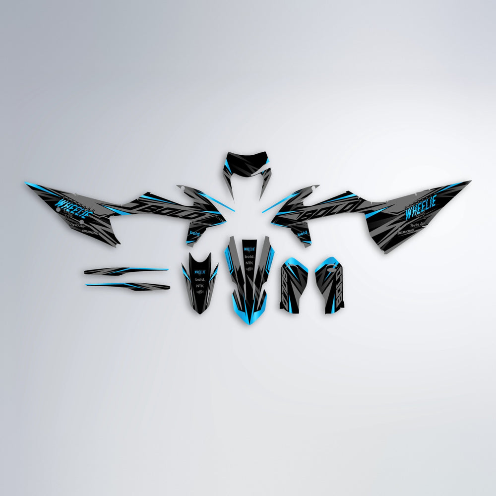 RETAIN graphics kit parts layout in Blue