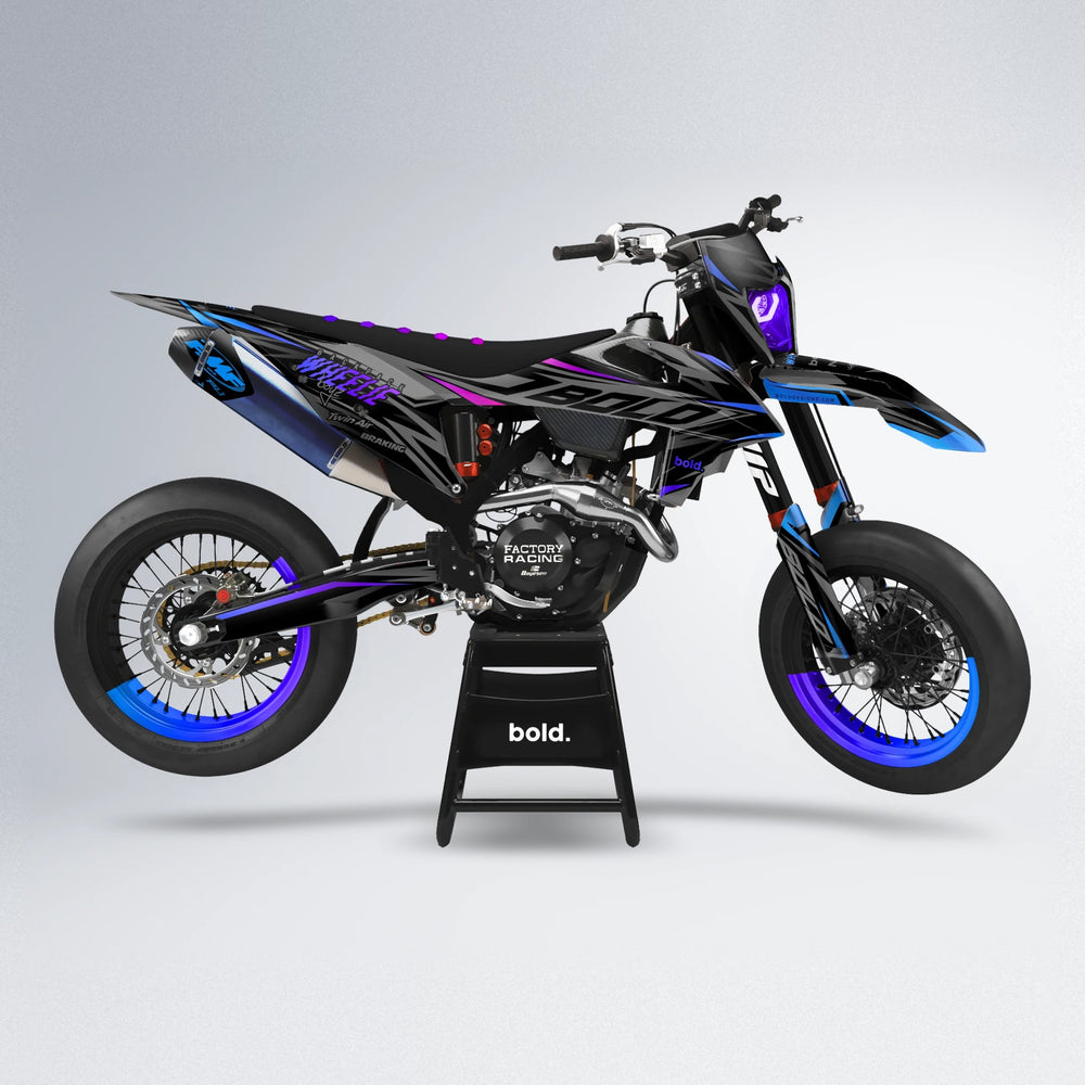 RETAIN supermoto graphics kit in Blue Purple Fade