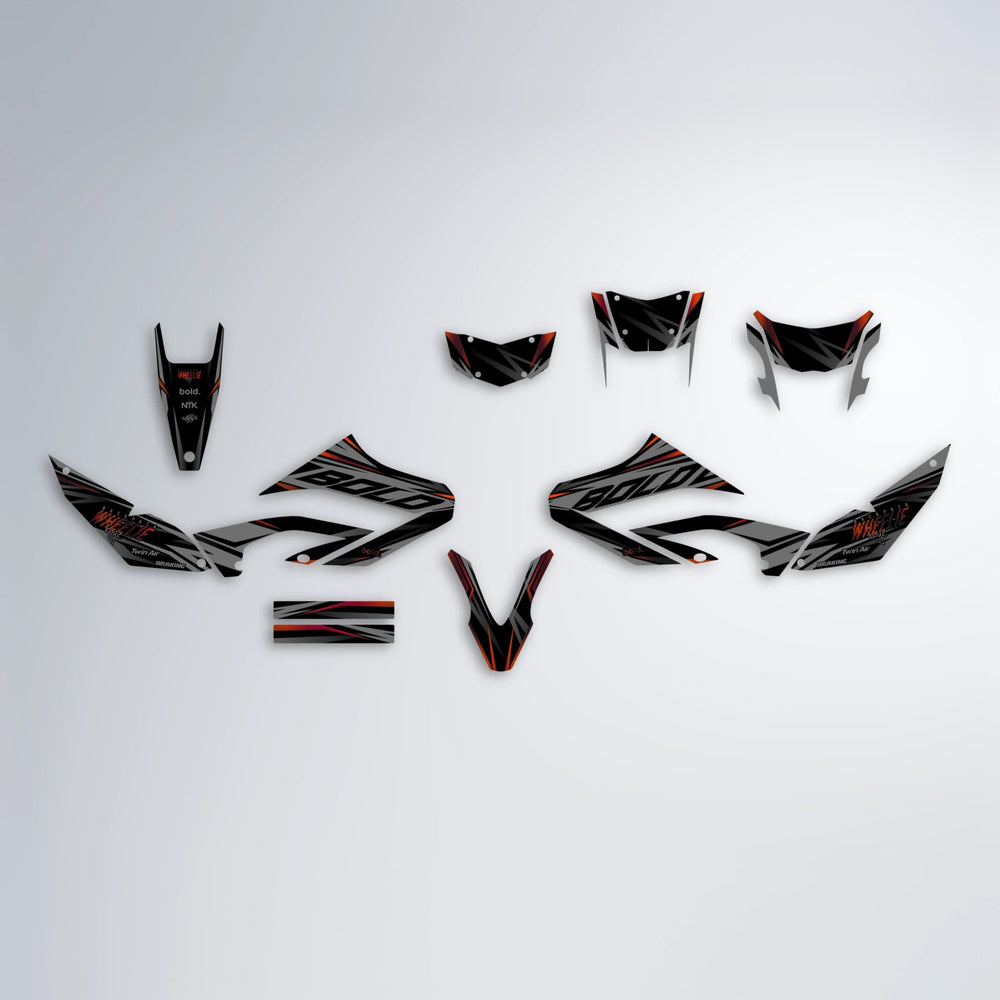 RETAIN Yamaha WR 125X graphics kit parts layout in Black & Red