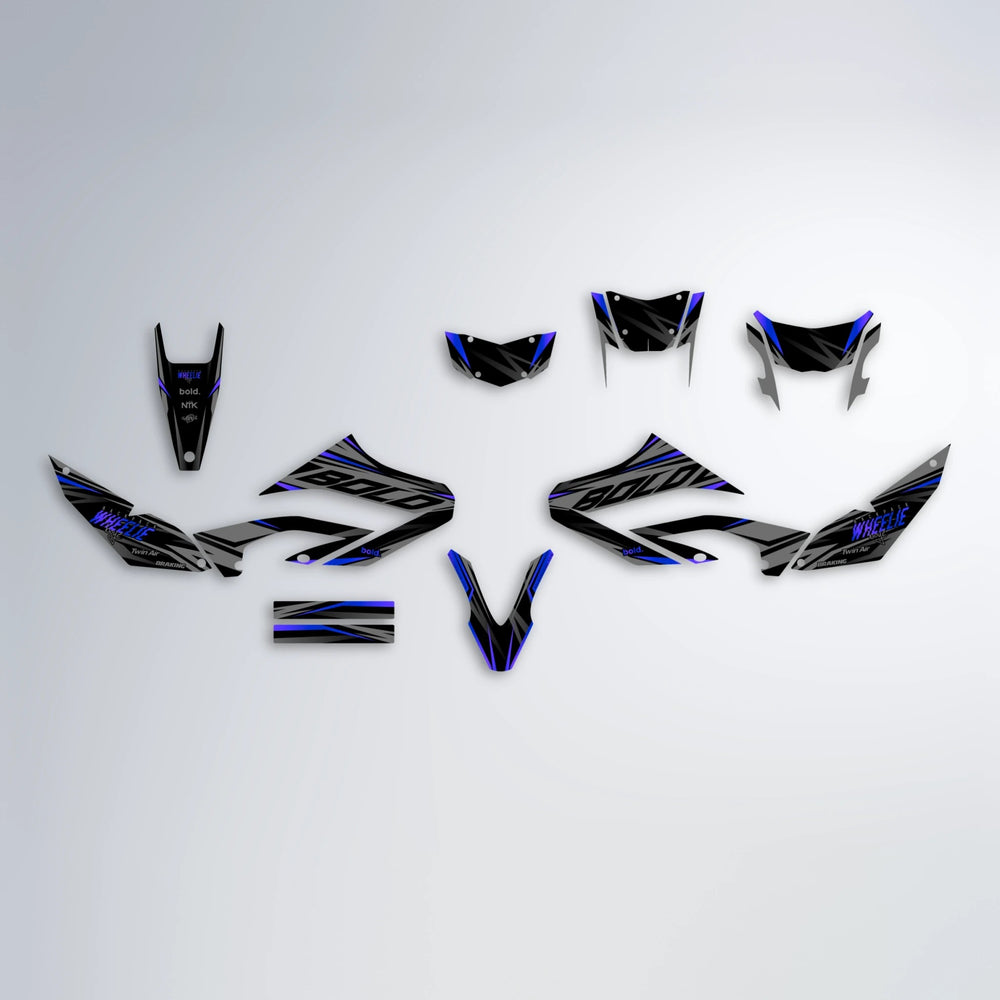 RETAIN Yamaha WR 125X graphics kit parts layout in Blue