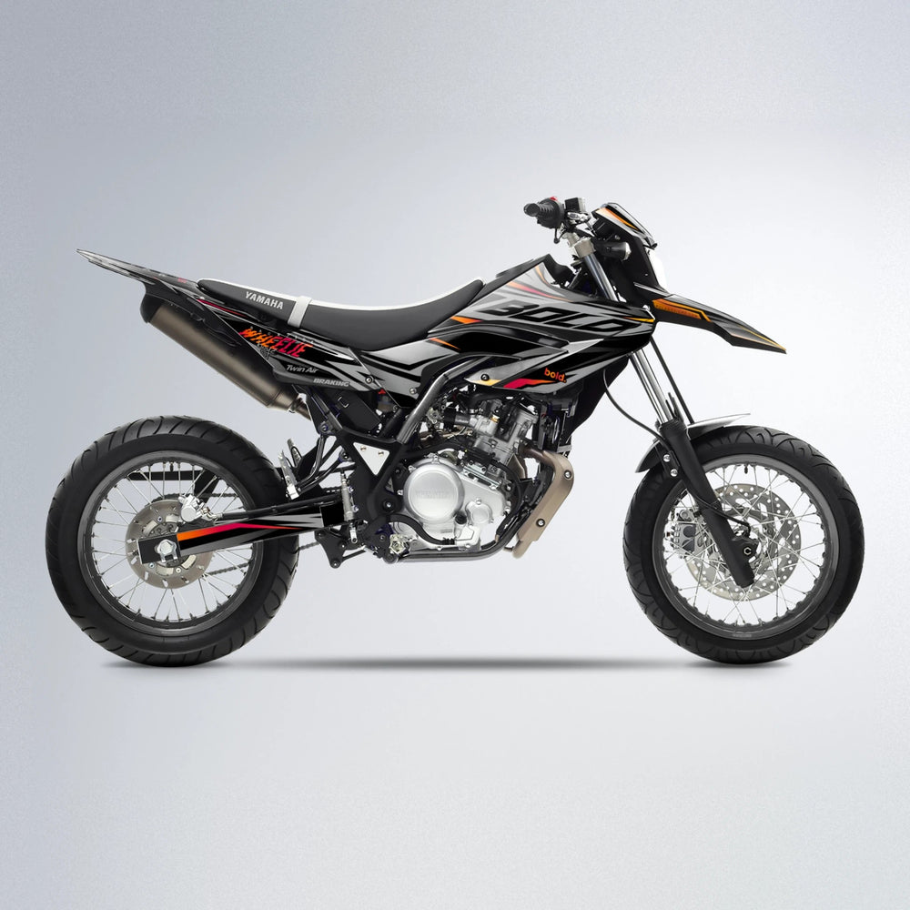 RETAIN Yamaha WR 125X supermoto graphics kit in Red & Orange