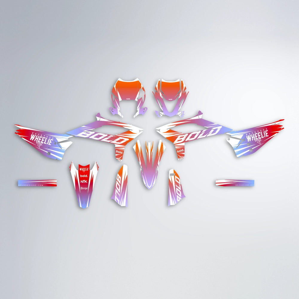 RETRO Beta graphics kit parts layout in Red & Orange