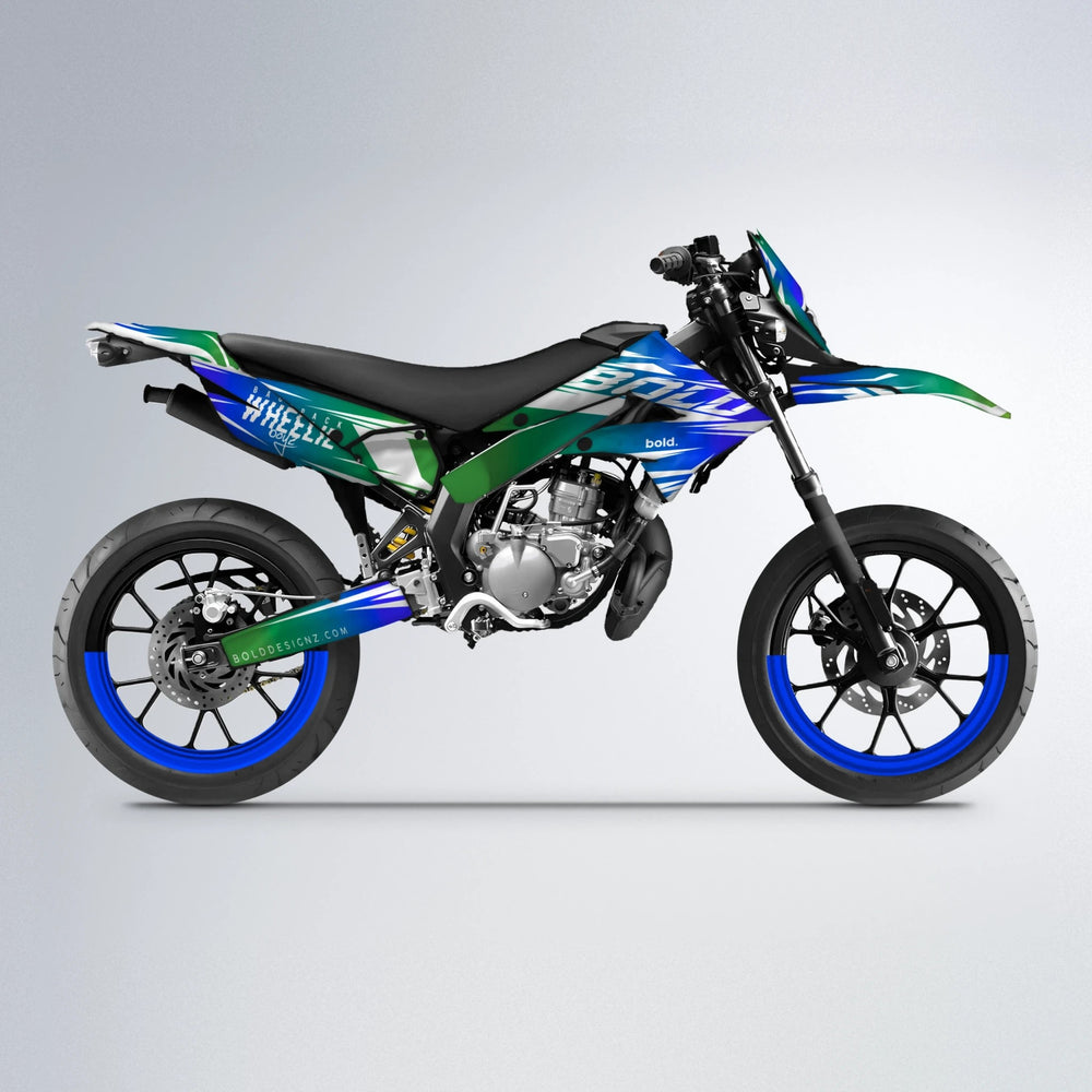 RETRO Derbi Senda supermoto graphics kit in Blue