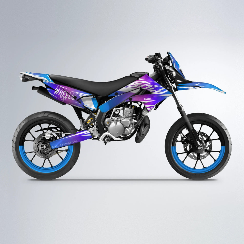 RETRO Derbi Senda supermoto graphics kit in Blue Purple Fade