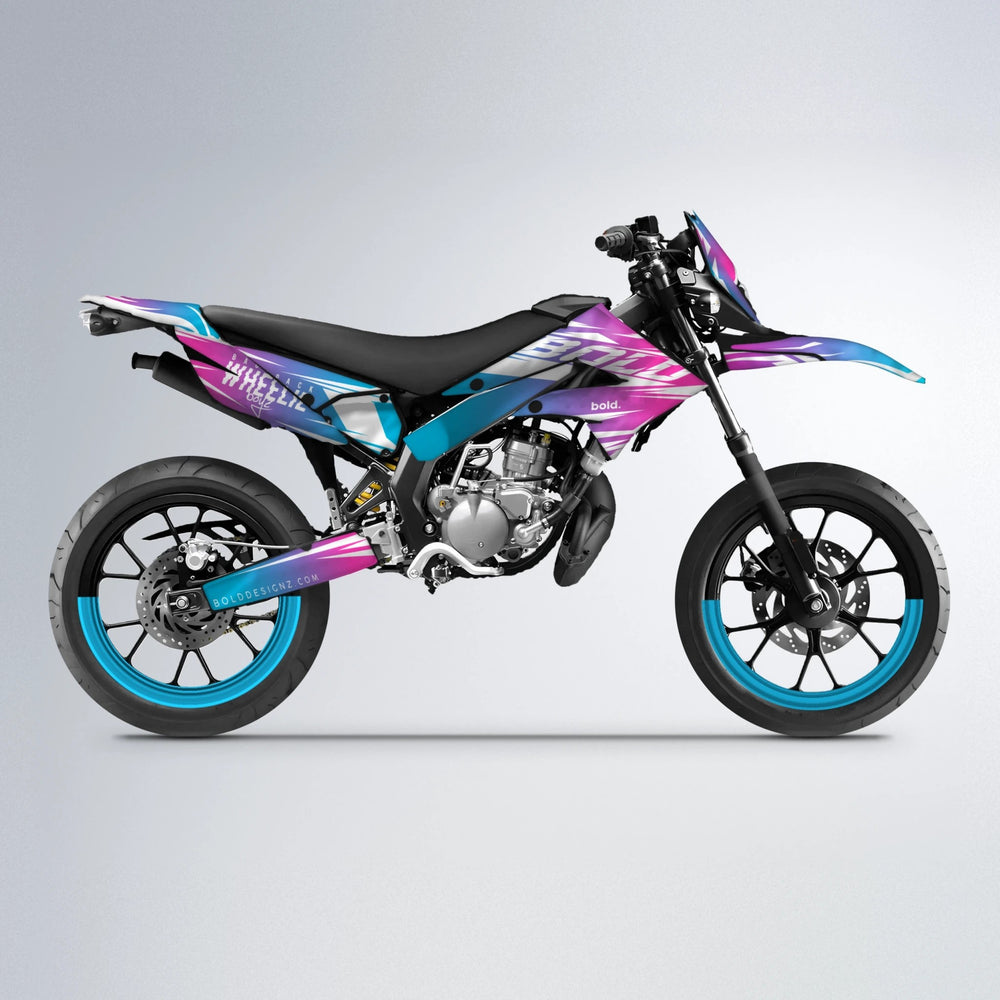 RETRO Derbi Senda supermoto graphics kit in Custom Colour