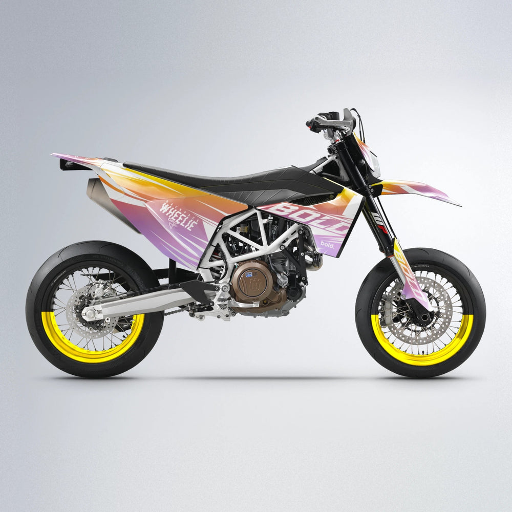 RETRO Husqvarna 701 supermoto graphics kit in Orange & Yellow