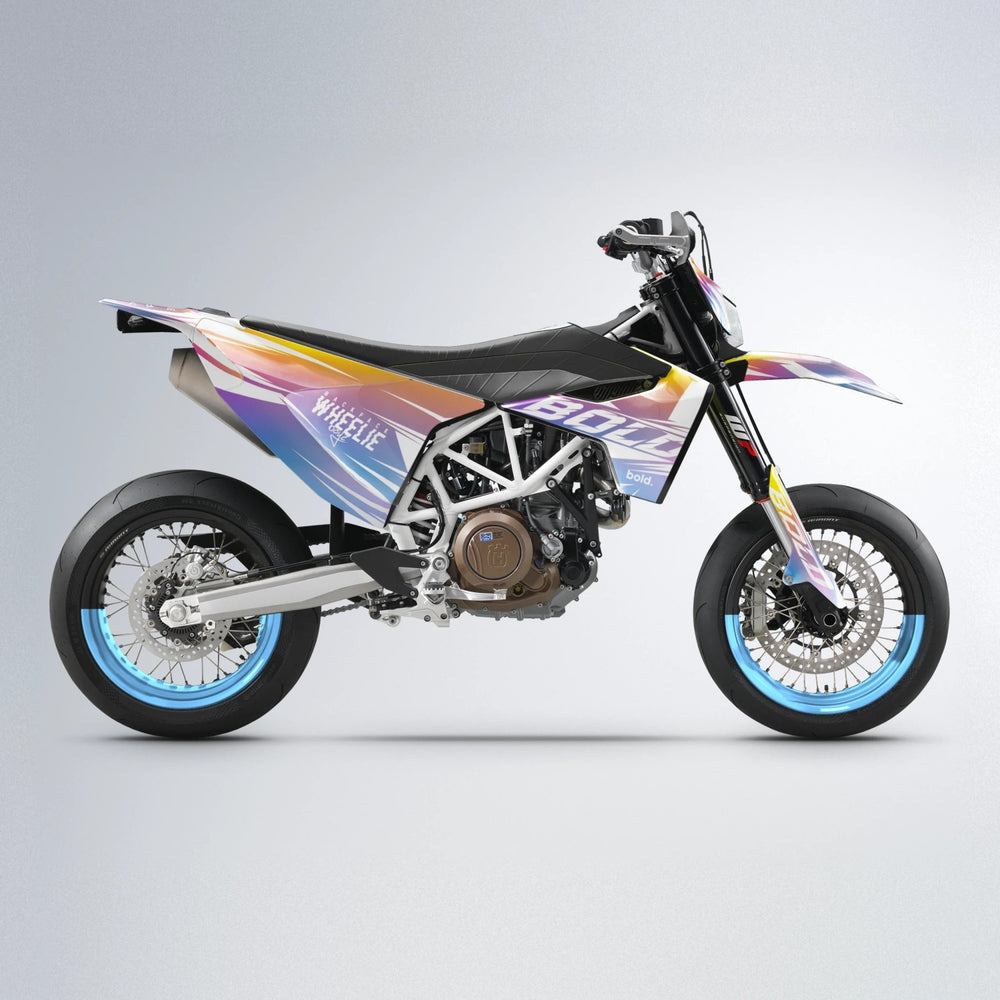 RETRO Husqvarna 701 supermoto graphics kit in Pink & Yellow