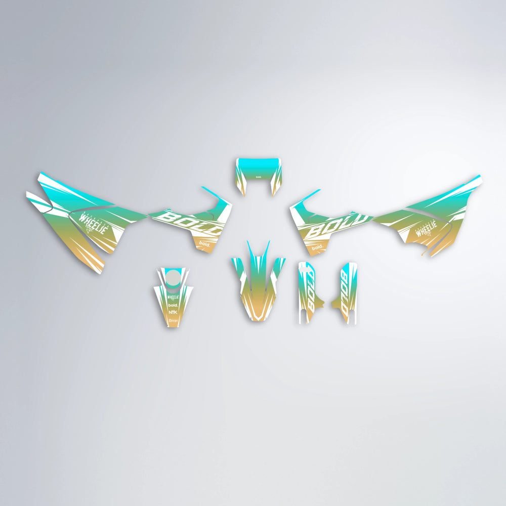 RETRO Husqvarna 701 graphics kit parts layout in Teal