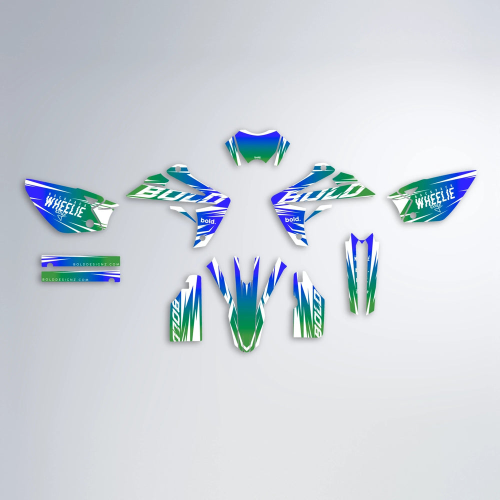 RETRO Rieju MRT graphics kit parts layout in Blue