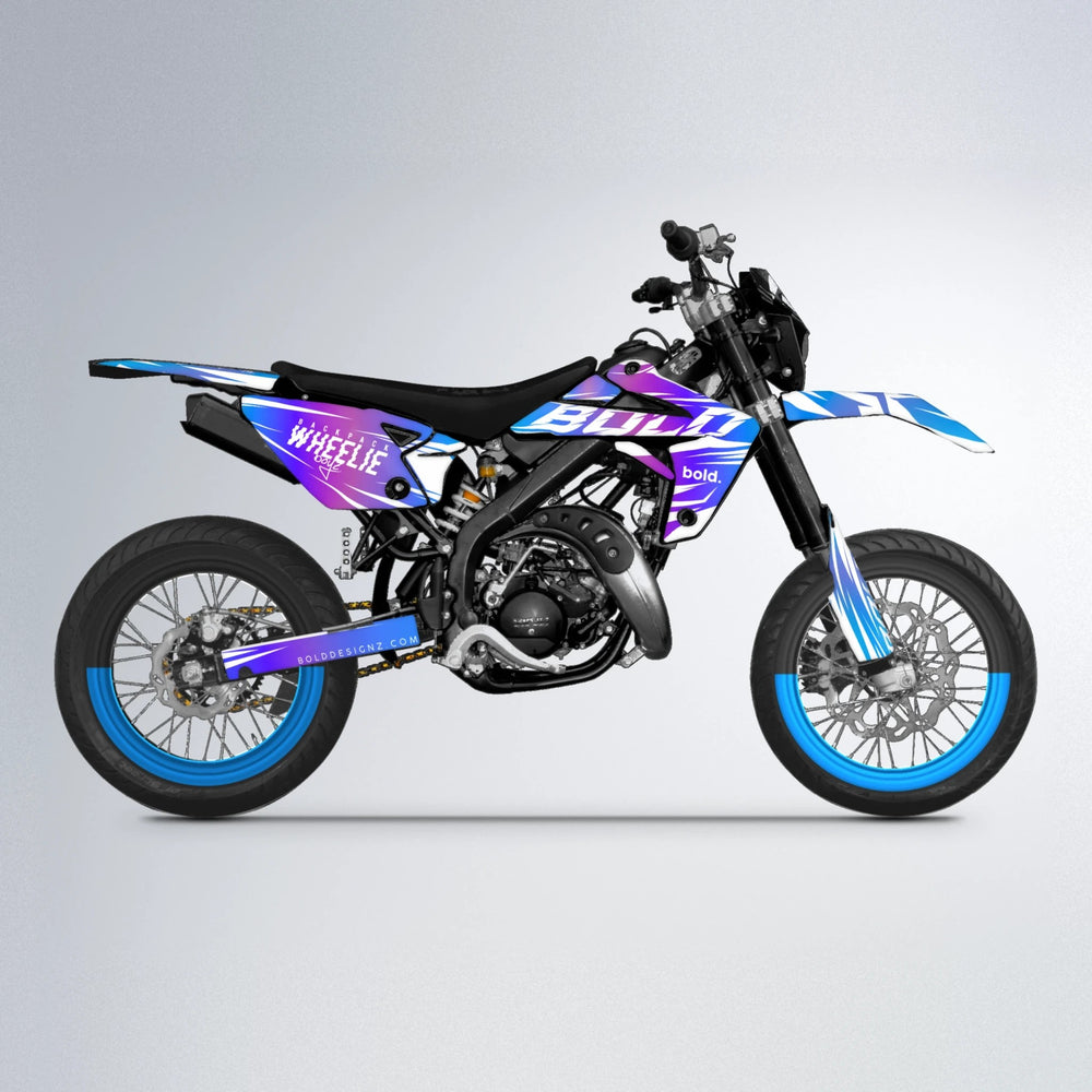 RETRO Rieju MRT supermoto graphics kit in Blue Purple Fade