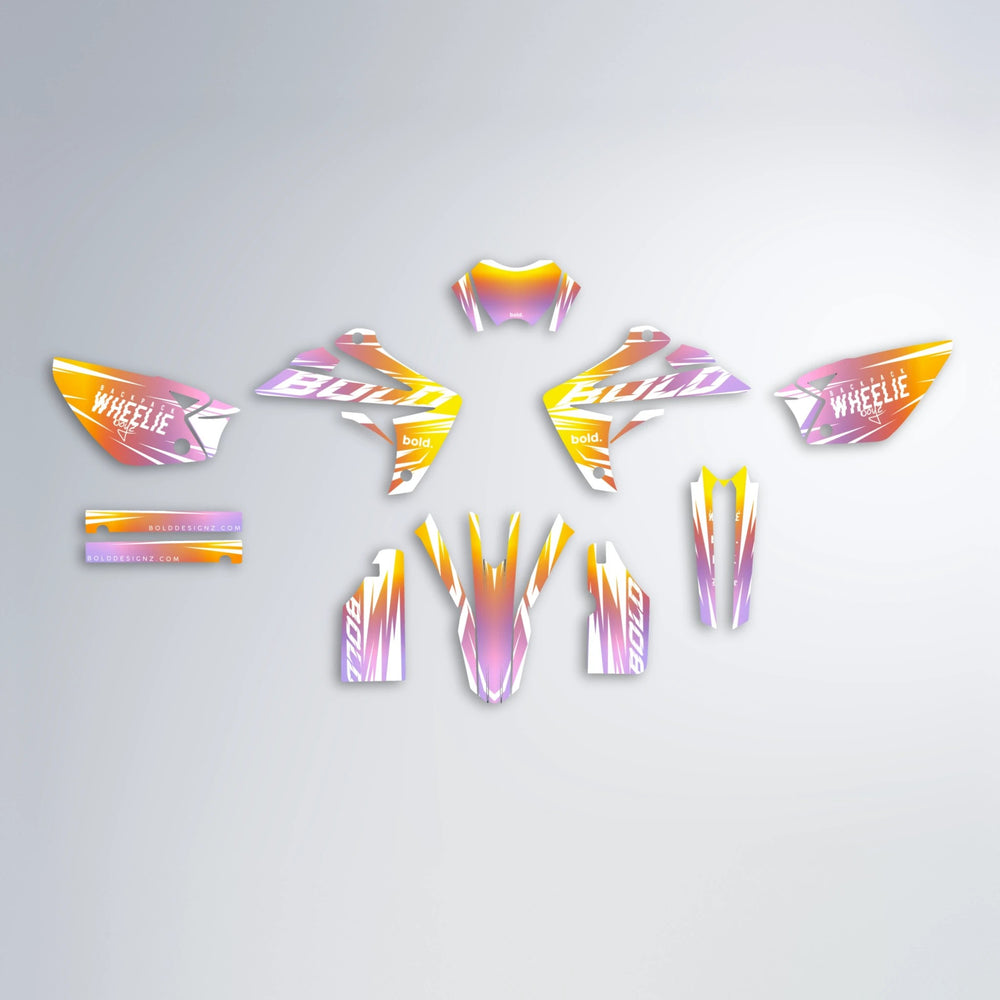 RETRO Rieju MRT graphics kit parts layout in Orange & Yellow