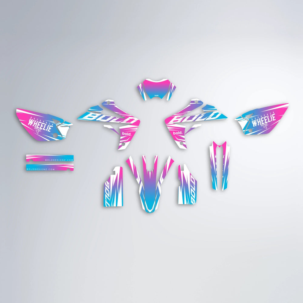 RETRO Rieju MRT graphics kit parts layout in Pink