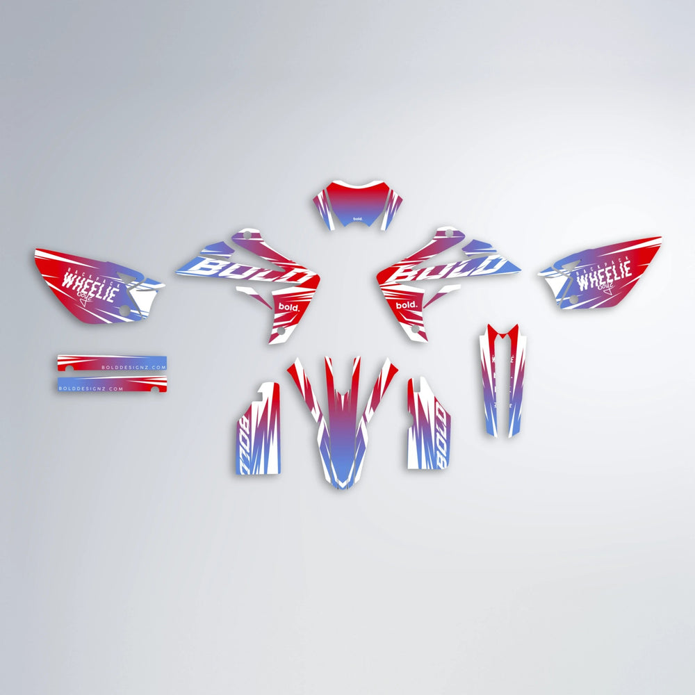 RETRO Rieju MRT graphics kit parts layout in Red