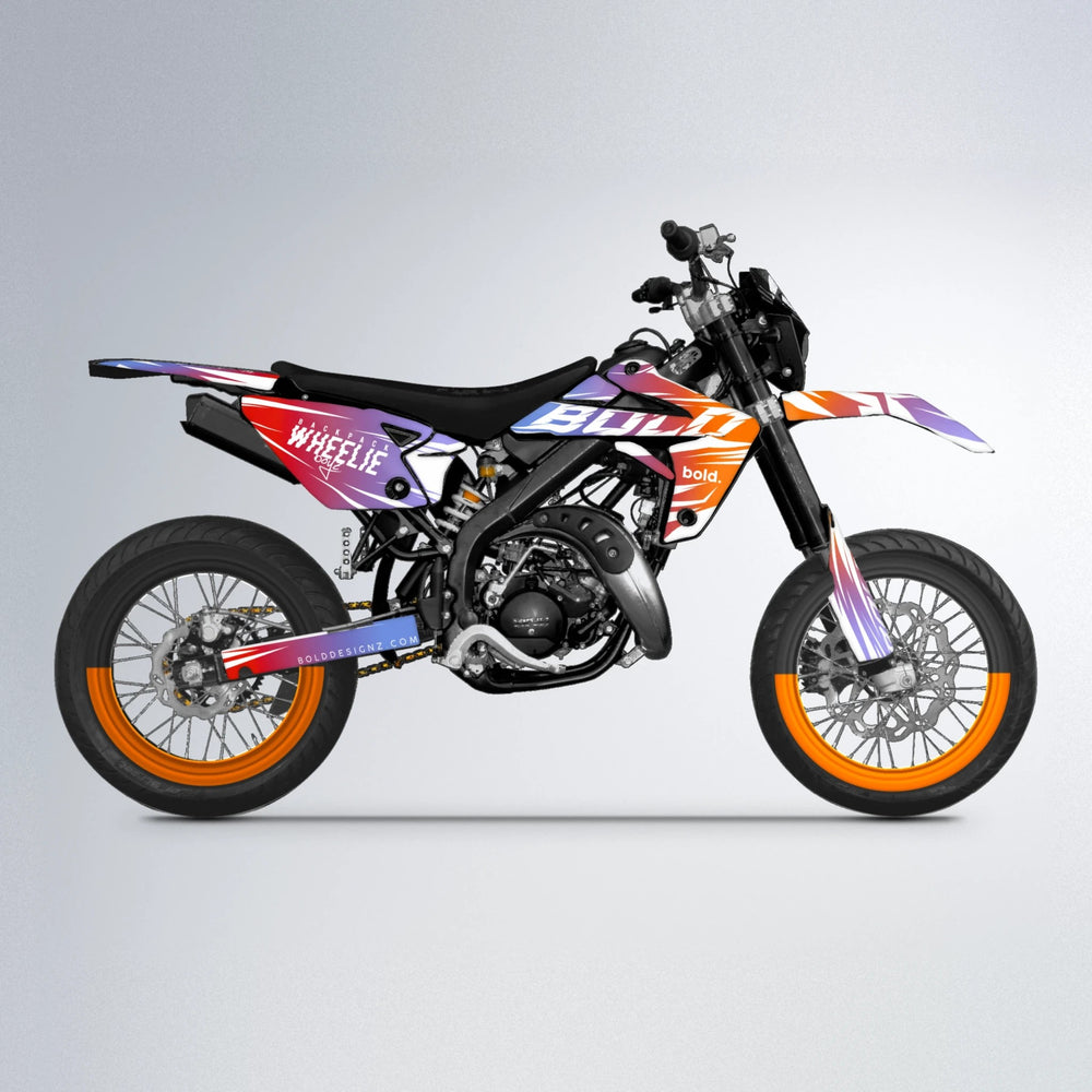 RETRO Rieju MRT supermoto graphics kit in Red & Orange