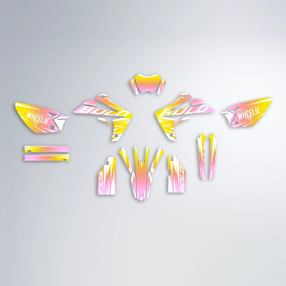 RETRO Rieju MRT graphics kit parts layout in Yellow