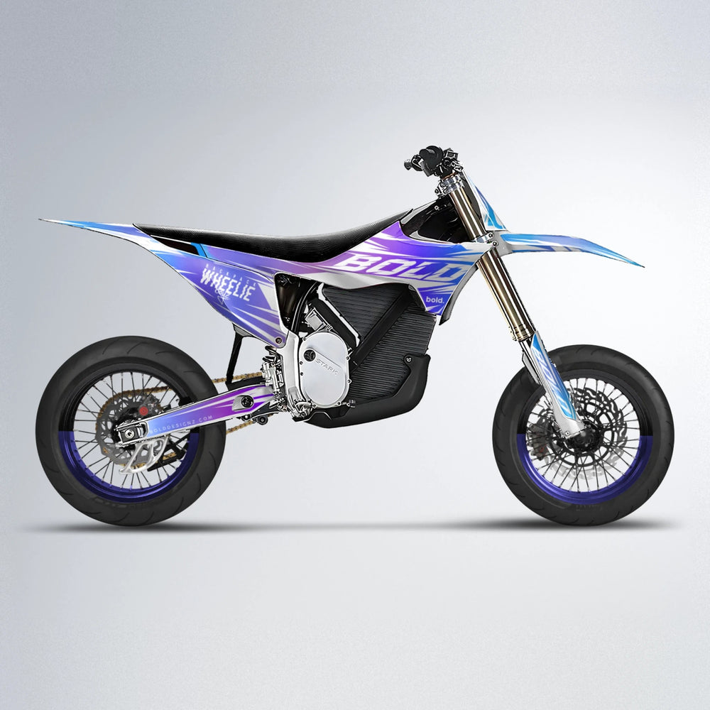 RETRO Stark Varg SM supermoto graphics kit in Blue Purple Fade