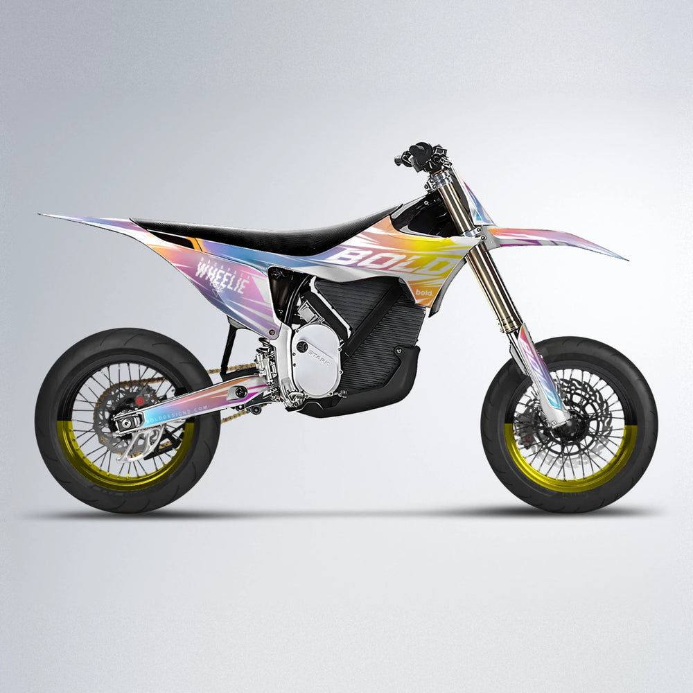 RETRO Stark Varg SM supermoto graphics kit in Pink & Yellow