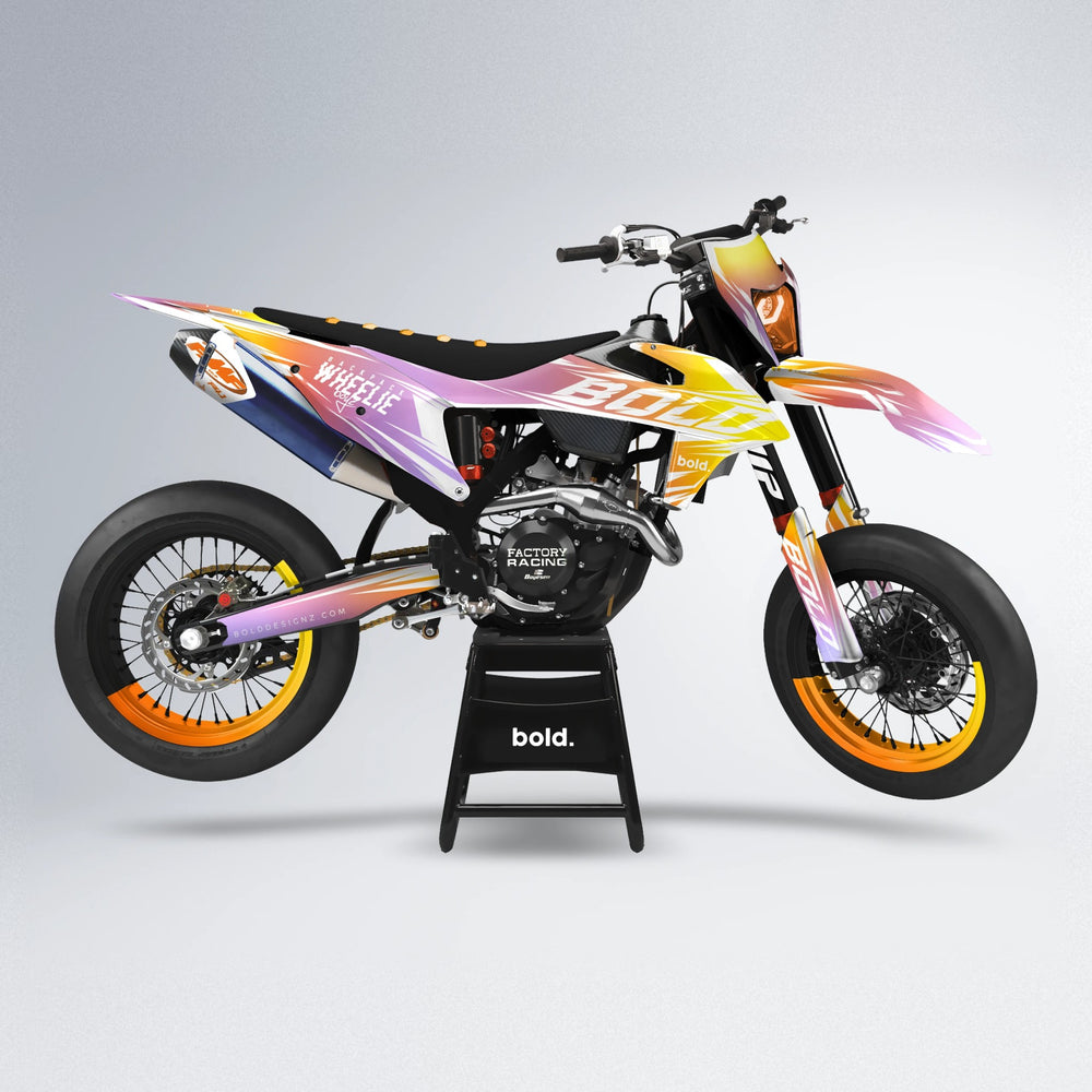 RETRO supermoto graphics kit in Orange & Yellow