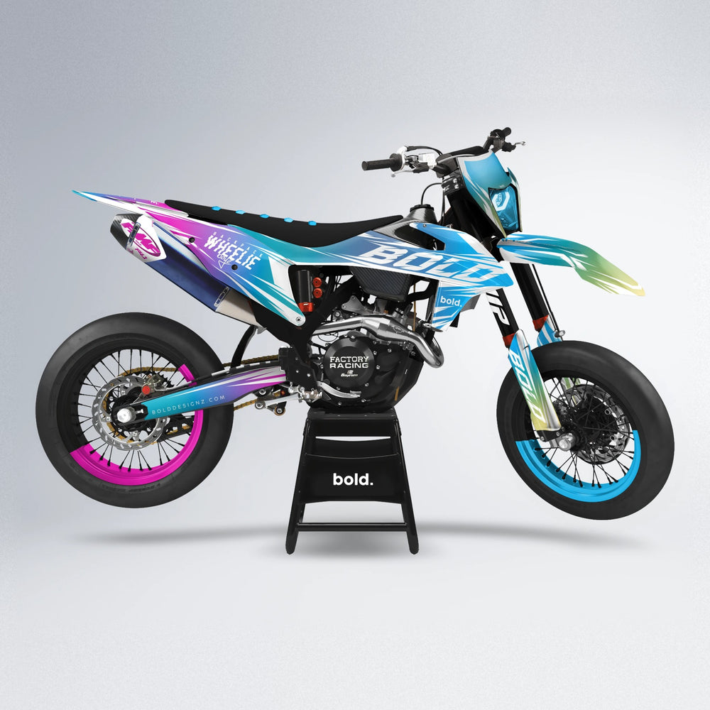 RETRO supermoto graphics kit in Pink & Light Blue