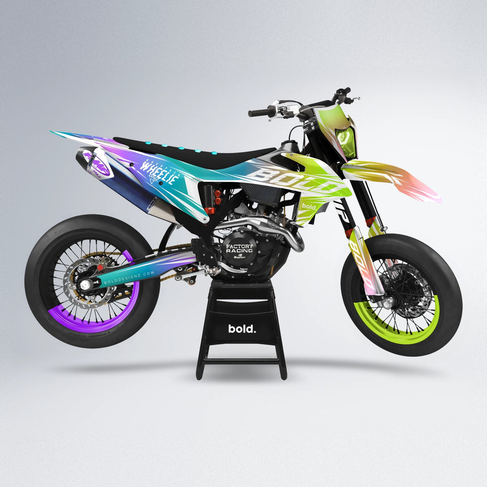 RETRO supermoto graphics kit in Purple & Yellow