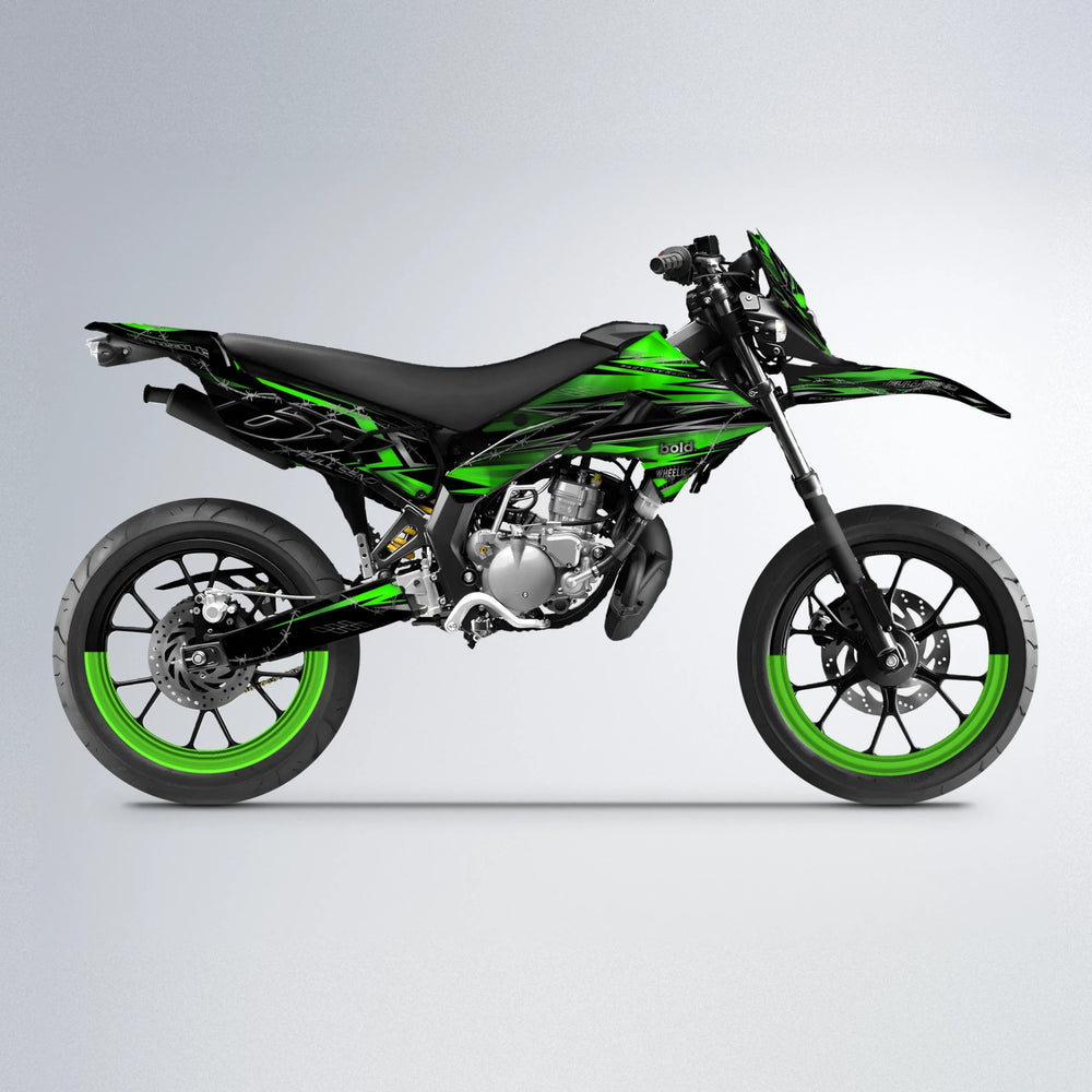RIOT Derbi Senda supermoto graphics kit in Green